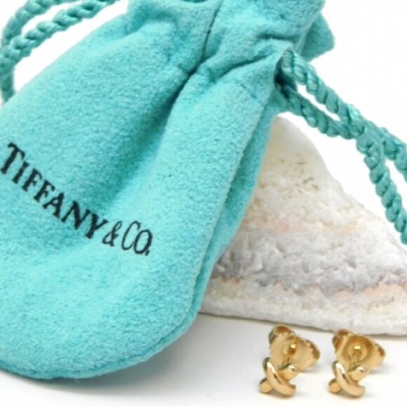 TIFFANY & CO 18K Gold Vintage Signature X Earrings 1.3g RARE - Picture 3 of 14